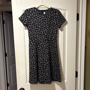 LOFT Black and White Patterned Mini Dress